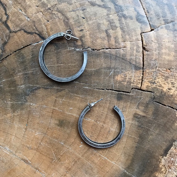 Vintage Black + Gunmetal Hoops - Picture 1 of 3